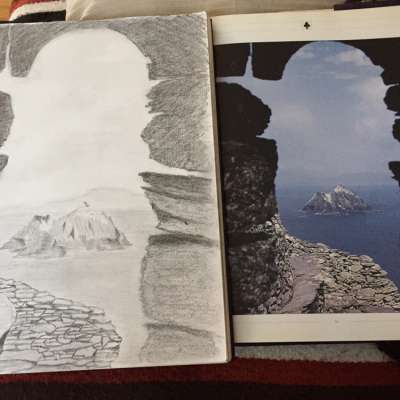 Skellig Michael - Landscape - Pencil